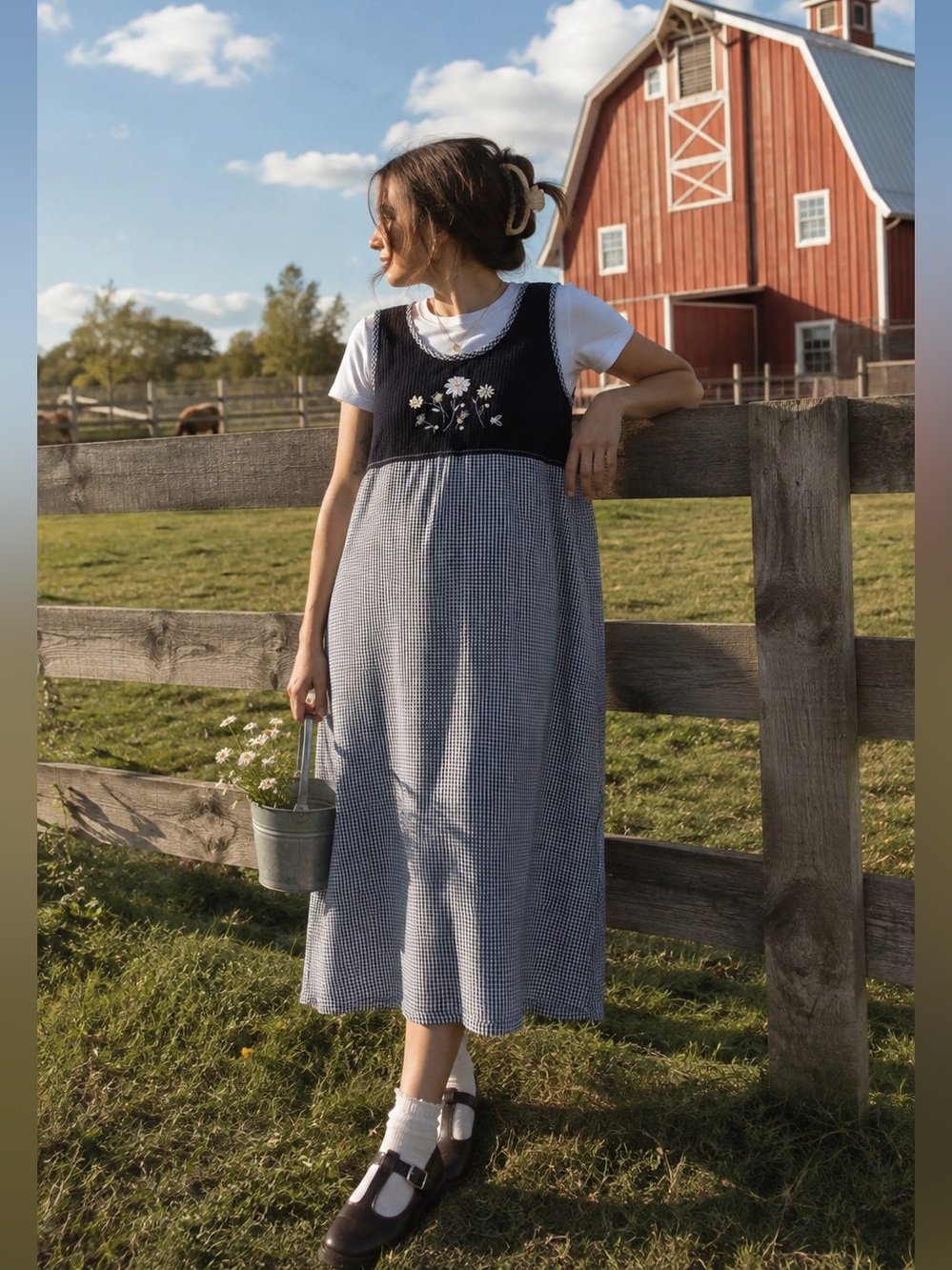 Vintage Koret Petite Gingham Maxi Dress | Cottagecore | S/M